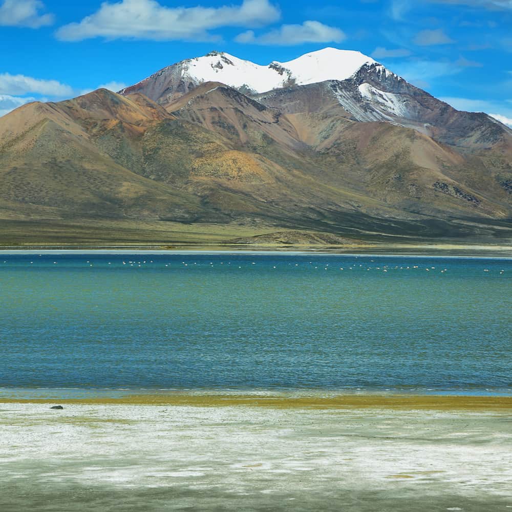 Colorful mountains and lake in "Salar de Surire" national park", Chile